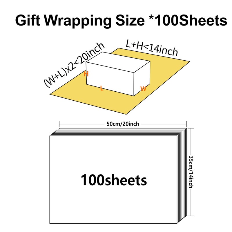 Bobobag 100 Sheets 14"X20" Metallic Gold Tissue Paper for Gift Bags, Christmas Gift Wrapping, Birthday,Anniversary, Holiday Decoration - Image 2