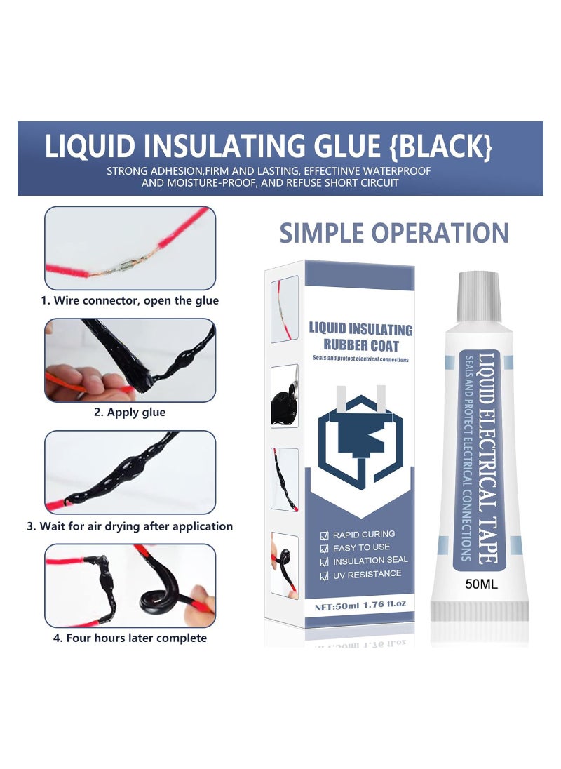 2PCS Liquid Electrical Tape, Liquid Insulating High Temperature Glue, Insulating Electrical Tape Glue, Good Insulation, Waterproof Flame, Fast Dry Liquid Electrical Tape (Black)