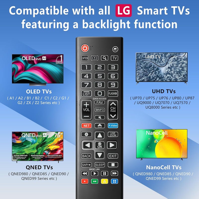 Angrox Backlit Remote for LG Smart TV, Universal Replacement for All LG TV Remote Control for Easy Nighttime Use.1-Year Warranty. - Image 4