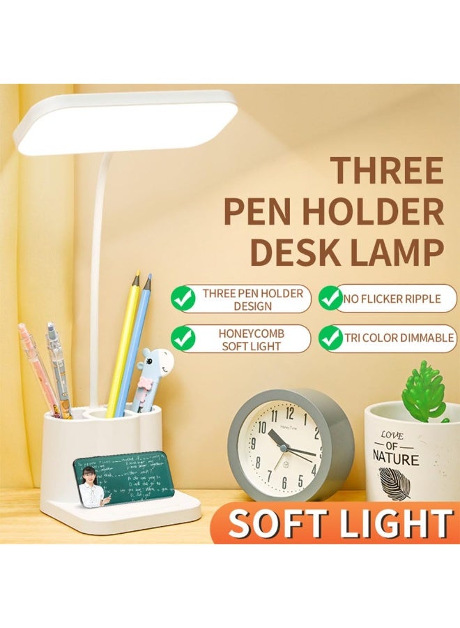 شابية مصباح مكتب LED بثلاثة أوضاع ألوان - إضاءة دراسة بتعتيم مستمر للمكتب المنزلي، إضاءة مكتب صغيرة ومصباح مكتب أبيض مريح للعين مع شحن USB-C (FLEX-103) - Image 1