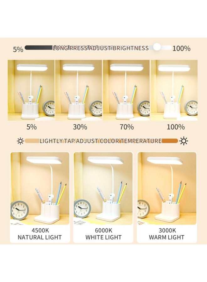 شابية مصباح مكتب LED بثلاثة أوضاع ألوان - إضاءة دراسة بتعتيم مستمر للمكتب المنزلي، إضاءة مكتب صغيرة ومصباح مكتب أبيض مريح للعين مع شحن USB-C (FLEX-103) - Image 5