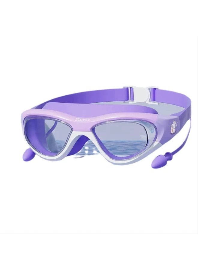YouYou Kids Swim Goggles with Swim Cap, Waterproof Swim Cap Anti-Fog Clear Wide View Swimming Goggles with Ear Plugs for Kids 6-14(purple) - Image 5