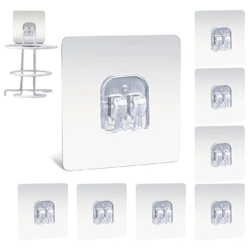 Homeaura Magic Sticker - Strong Self Adhesive Wall Mount for Kitchen Hanging Racks, Tissue & Towel Holder, Stainless Steel, Transparent (Pack of 8, 7x7 cm) - Image 1