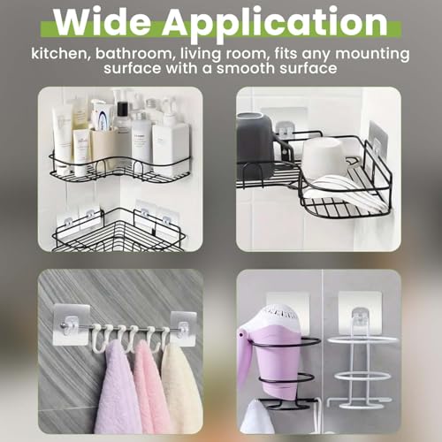 Homeaura Magic Sticker - Strong Self Adhesive Wall Mount for Kitchen Hanging Racks, Tissue & Towel Holder, Stainless Steel, Transparent (Pack of 8, 7x7 cm) - Image 3