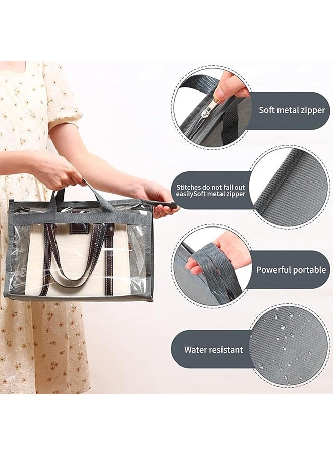 Hihonor Tote Dust Bag,Clear Visible,Closet Dust Organizer with Zipper and Handle,3 Sizes,For Organizing Purses/Tote Bags(Beige-15PCS) - Image 5