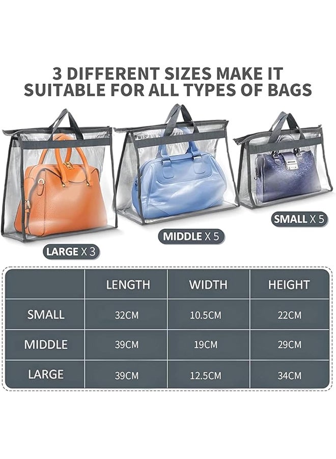 Hihonor Tote Dust Bag,Clear Visible,Closet Dust Organizer with Zipper and Handle,3 Sizes,For Organizing Purses/Tote Bags(Beige-15PCS) - Image 2