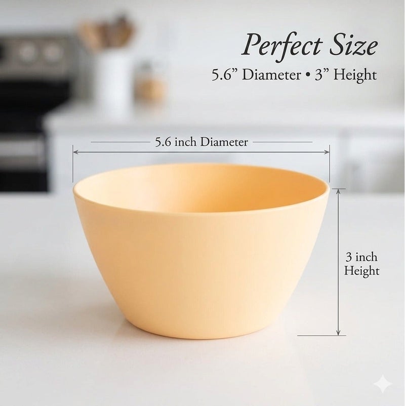 TarHong Essential Lightweight Cereal Bowls Set of 4, 5.6 Inch Polypropylene PP Shatterproof Microwave Safe Bowls, Indoor Outdoor Dinnerware, Stackable Assorted Colors Kitchen Serving Bowls - Image 3