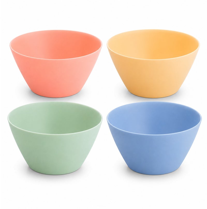 TarHong Essential Lightweight Cereal Bowls Set of 4, 5.6 Inch Polypropylene PP Shatterproof Microwave Safe Bowls, Indoor Outdoor Dinnerware, Stackable Assorted Colors Kitchen Serving Bowls - Image 1