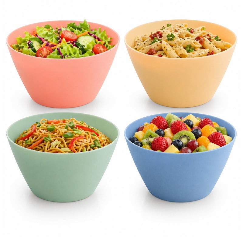 TarHong Essential Lightweight Cereal Bowls Set of 4, 5.6 Inch Polypropylene PP Shatterproof Microwave Safe Bowls, Indoor Outdoor Dinnerware, Stackable Assorted Colors Kitchen Serving Bowls - Image 2
