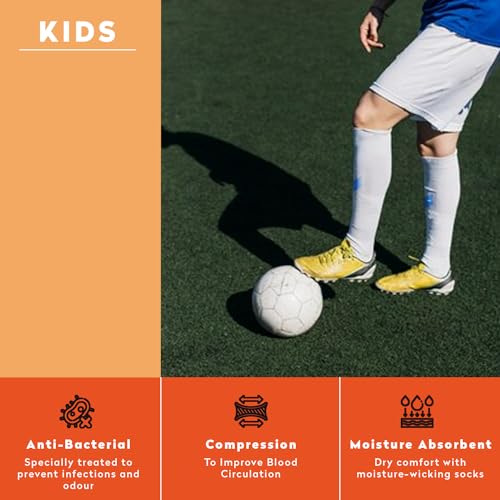 Supersox Unisex Kids Football Socks-Knee Length Socks With Cushioned Sole, Odour Free & Superior Grip Uniform Stockings For Football/Soccer, Pack Of 2 (White & 10 Years To 14 Years, Cotton) - Image 5