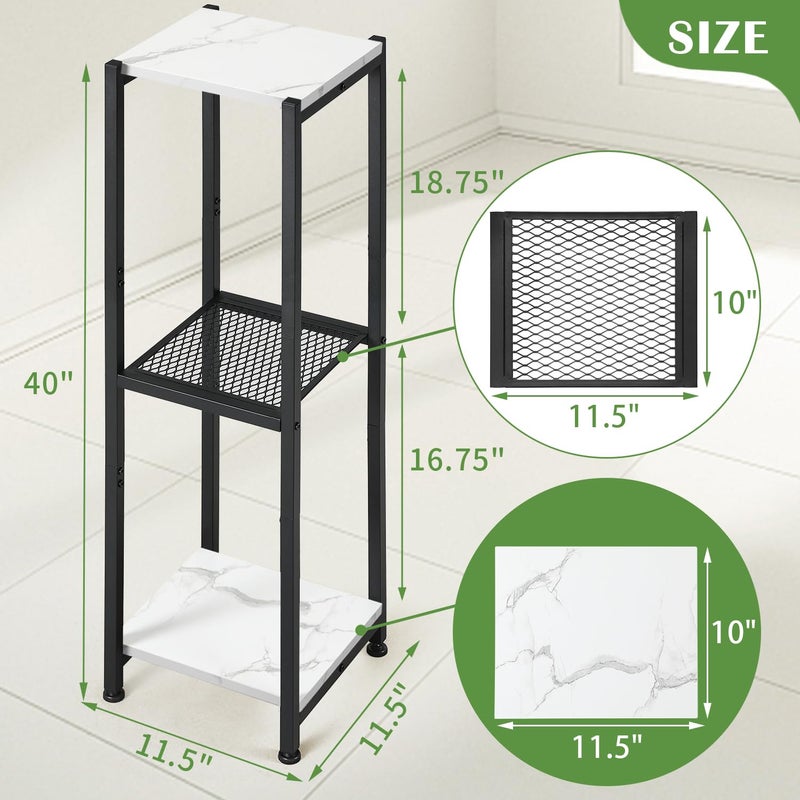 Dipion Extra Tall Plant Stand Indoor,40 Inch Plant Stands,3 Tier Metal Plant Stand with Heavy Duty Wood and Metal Mesh Shelf,Marble White and Black - Image 5
