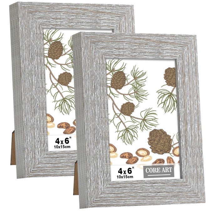 4X6 PICTURE FRAME HANDMADE WOOD RUSTIC GRAY GREY PHOTO FRAME SET OF 2 HIGH DEFINITION SEMITEMPERED GLASS WALL OR TABLETOP DISPLAY