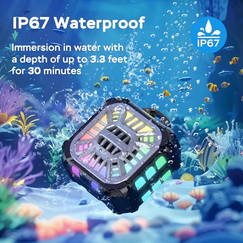 INSMY IP67 Waterproof Bluetooth Speaker, Shower Speaker Portable Small Clip-on, Multi Sync 100+ Speakers, Big Volume Booming Bass, 24H Playtime/Floatable/RGB Lights for Outdoor/Kayak/Beach (Black) - Image 2
