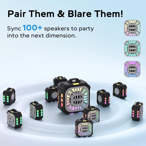 INSMY IP67 Waterproof Bluetooth Speaker, Shower Speaker Portable Small Clip-on, Multi Sync 100+ Speakers, Big Volume Booming Bass, 24H Playtime/Floatable/RGB Lights for Outdoor/Kayak/Beach (Black) - Image 3