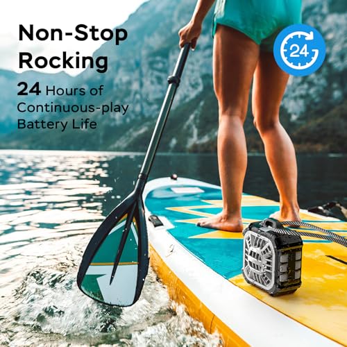 INSMY IP67 Waterproof Bluetooth Speaker, Shower Speaker Portable Small Clip-on, Multi Sync 100+ Speakers, Big Volume Booming Bass, 24H Playtime/Floatable/RGB Lights for Outdoor/Kayak/Beach (Black) - Image 5