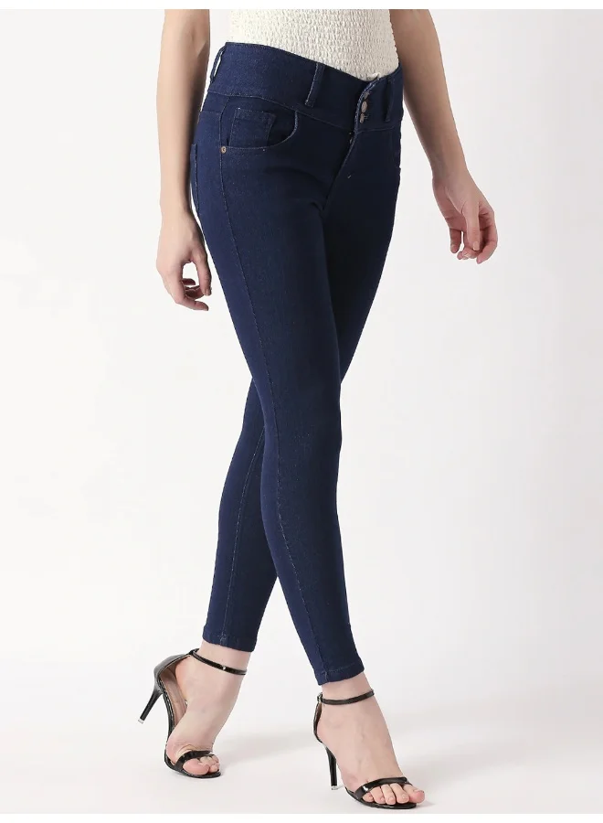 HIGH STAR  Women Blue Slim Fit High-Rise Clean Look Stretchable Jeans for Women | Best Price UAE