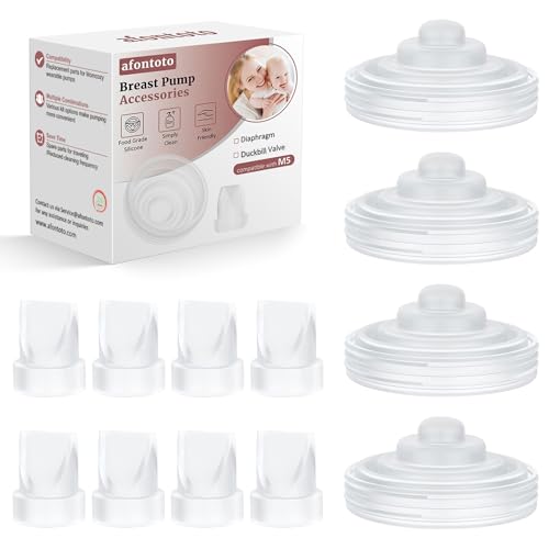 afontoto 12PCS Mom cozy Breast Pump Replacement Parts, 8Pack Silicone Duckbill Valve & 4Pack Silicone Diaphragm Compatible with Momcozy M5 Wearable Breastpump, M5 Pump Parts Breastfeeding Essential Accessories - Image 1