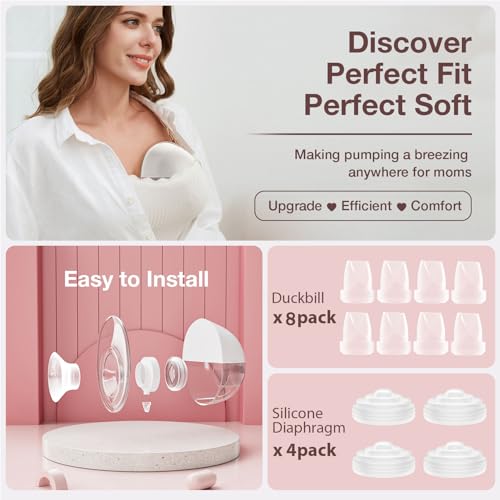 afontoto 12PCS Mom cozy Breast Pump Replacement Parts, 8Pack Silicone Duckbill Valve & 4Pack Silicone Diaphragm Compatible with Momcozy M5 Wearable Breastpump, M5 Pump Parts Breastfeeding Essential Accessories - Image 3