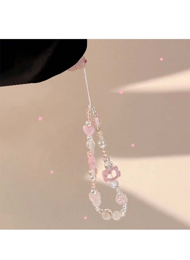 2PCS Cute Pink Bowknot Hollow Phone Chain Keychain Pendant Cartoon Phone Case Chain Ccd Camera Pendant Accessory - Image 4