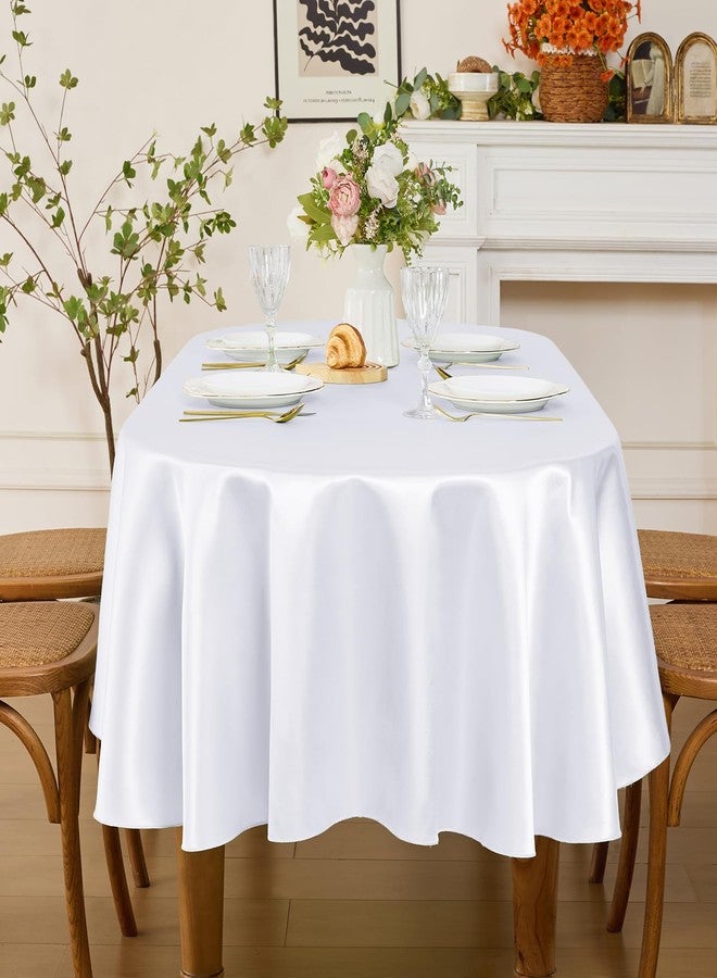 Entisn Oval Tablecloth 60 x 120 Inch, Made of White Satin Fabric, Suitable for 10-12 Seats, Wrinkle-Resistant and Easy-Clean Design Table Decoration for Wedding, Banquet, Kitchen, Indoor and Outdoor - Image 4