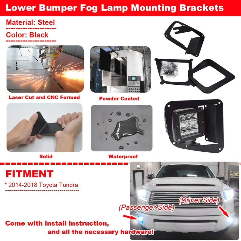 Wsays XJMOTO Lower Bumper Fog Light Mount Bracket for Toyota Tundra - Image 2