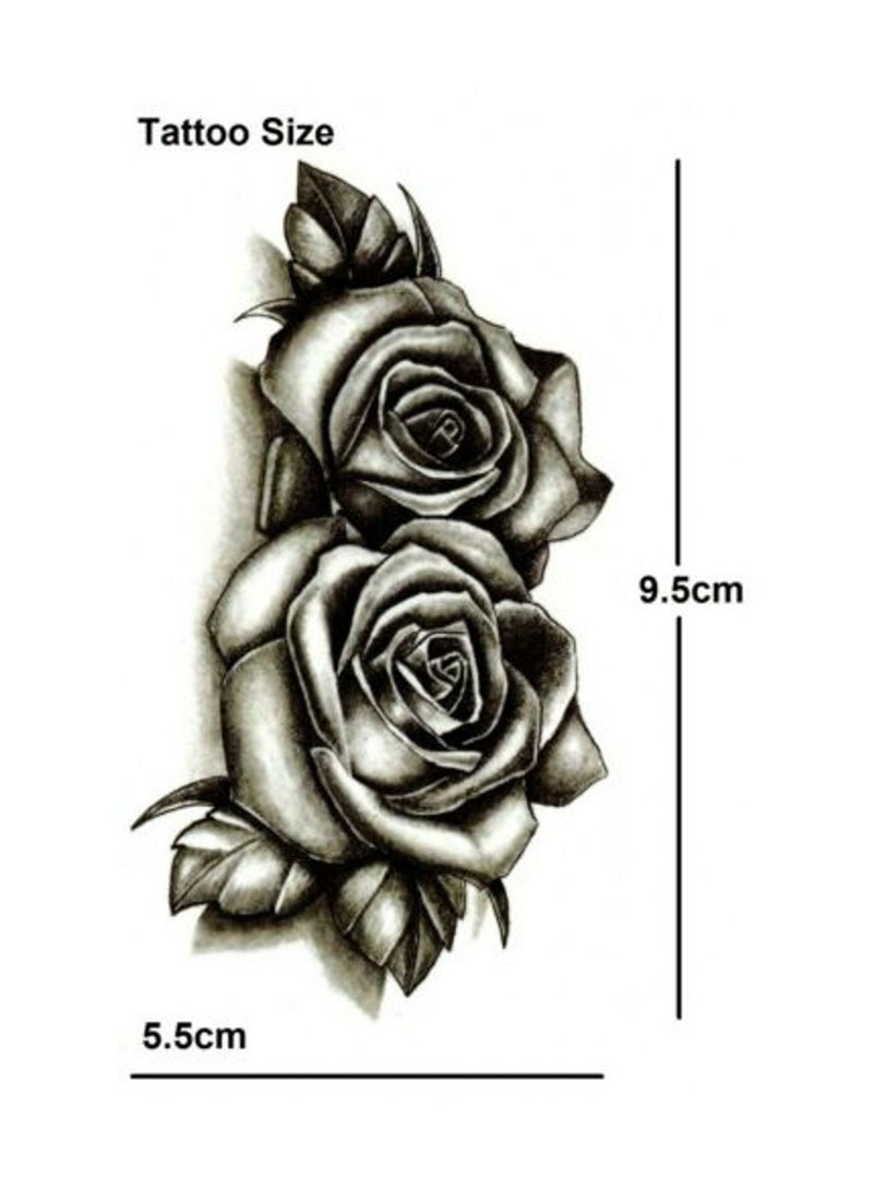 4 Pieces Temporary Tattoo Black Double Rose  Art Sticker Waterproof - Image 3