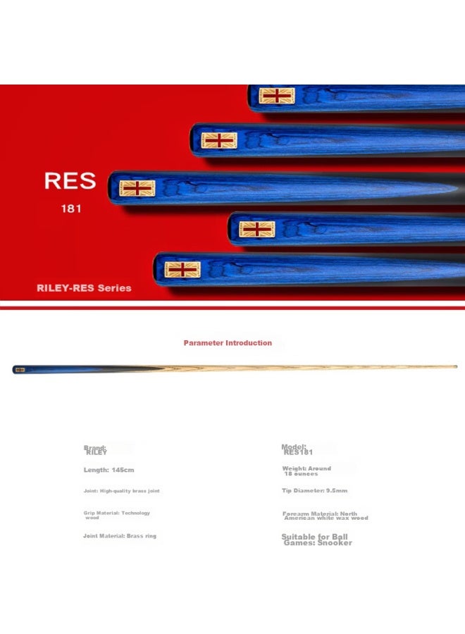 Riley Res-181 Pool Cue, Snooker Small Tip, Black Eight, Chinese Eight-ball, Medium Tip, Billiard Cue, Full Cue, 9.5m - Image 2