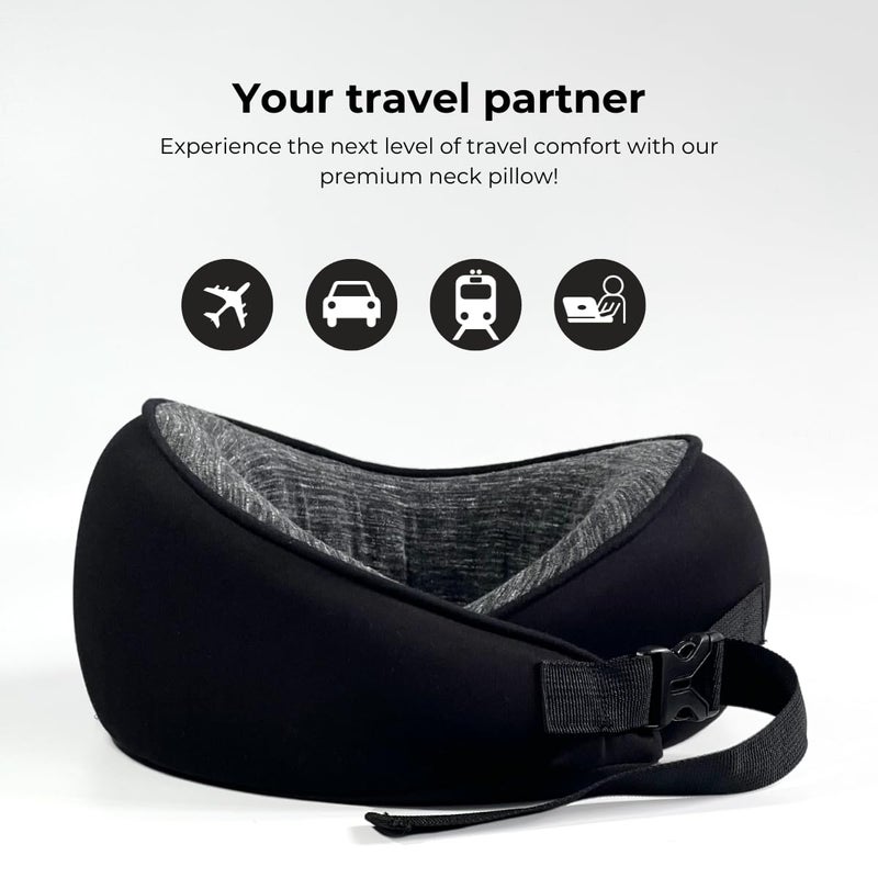 Samadhaan Neck Pillow for Travel with Chin Support Memory Foam Neck Pillow Travel Pillow for Flights Airplane Train and Home Neck Support Rest Pillow Washable Cover - Image 3