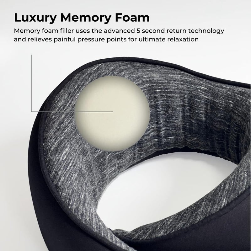 Samadhaan Neck Pillow for Travel with Chin Support Memory Foam Neck Pillow Travel Pillow for Flights Airplane Train and Home Neck Support Rest Pillow Washable Cover - Image 2