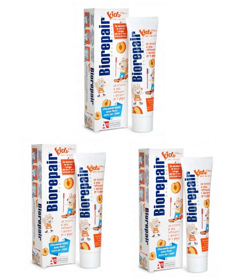 Biorepair Kids 06 Oral Care Toothpaste Peach 17floz 50ml Pack of 3 - Image 3