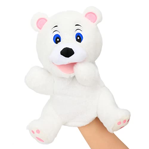 Hopearl Plush White Bear Hand Puppet with Open Movable Mouth for Imaginative Play Role Play Interactive Toy for Storytelling Teaching Puppet Theater Gifts for Kids Boys Girls 115 - Image 1