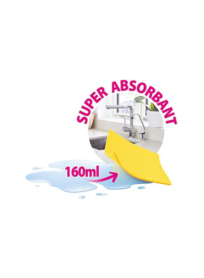 Spontex Sponges Cloths With Anti-bacterial Protection, 100% Biodegradable, Stops Odours and Stays Fresher for Longer, Absorbent, Flexible and Durable, Yellow, 5 Pieces - Image 5