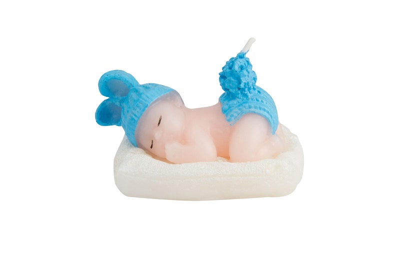 Babies Bloom Sleeping Baby Birthday Candle Favor, Blue (Set of 2) - Image 3