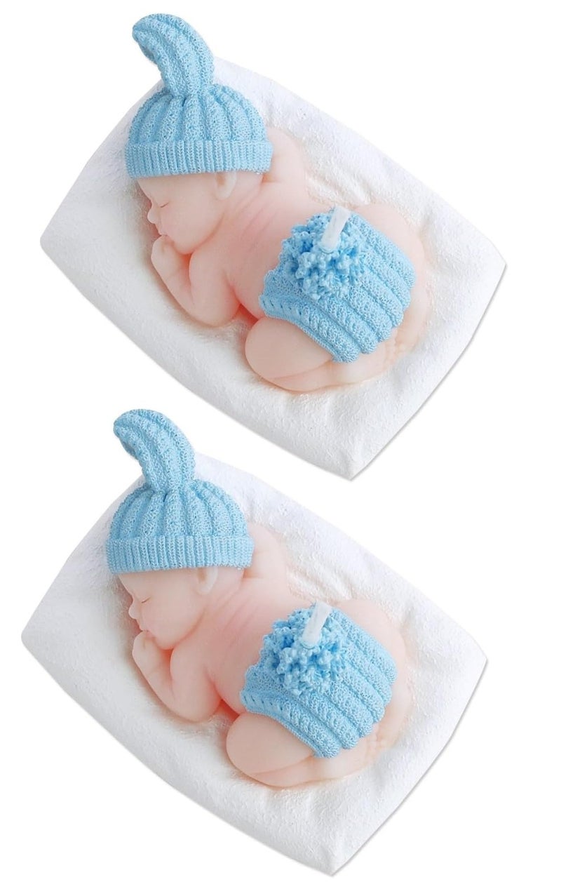 Babies Bloom Sleeping Baby Birthday Candle Favor, Blue (Set of 2) - Image 1