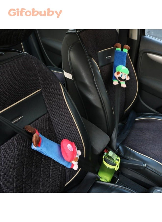 Gifobuby Mario Car Seat Belt Covers for Kids-Cute Plush Safty Belt Protector Cushions Shoulder Pads, School Bag Strap Covers, Baby Carriage Strap Covers, 2 Pieces  - Image 5