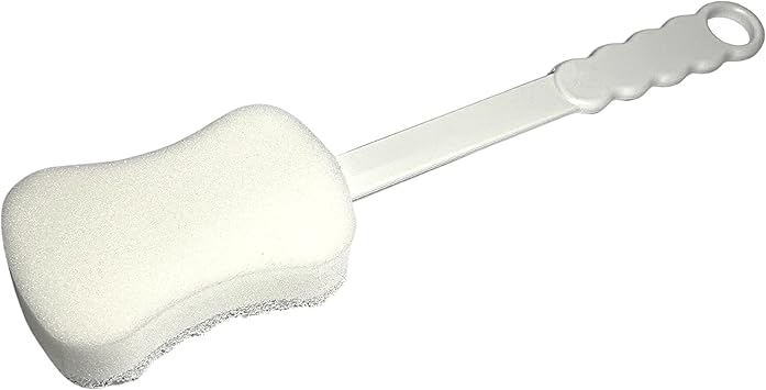 Long Handled Body Back scrubber Bath Sponge Exfoliating Body Scrub For Men Women Elderly Mobility Aid Brush Back for Wet or Dry Brushing White - Image 3