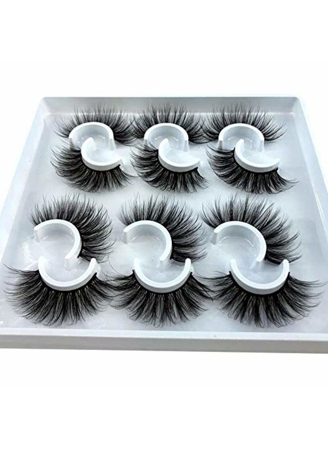 HBZGTLAD - 6 Pairs Fluffy False Eyelashes Natural Faux Mink Strip 3D Lashes Pack (MDF-13) - Image 1
