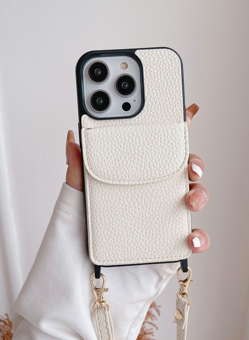 Suteni Crossbody Strap Back Cover Card Slots Leather Phone Case for iPhone 