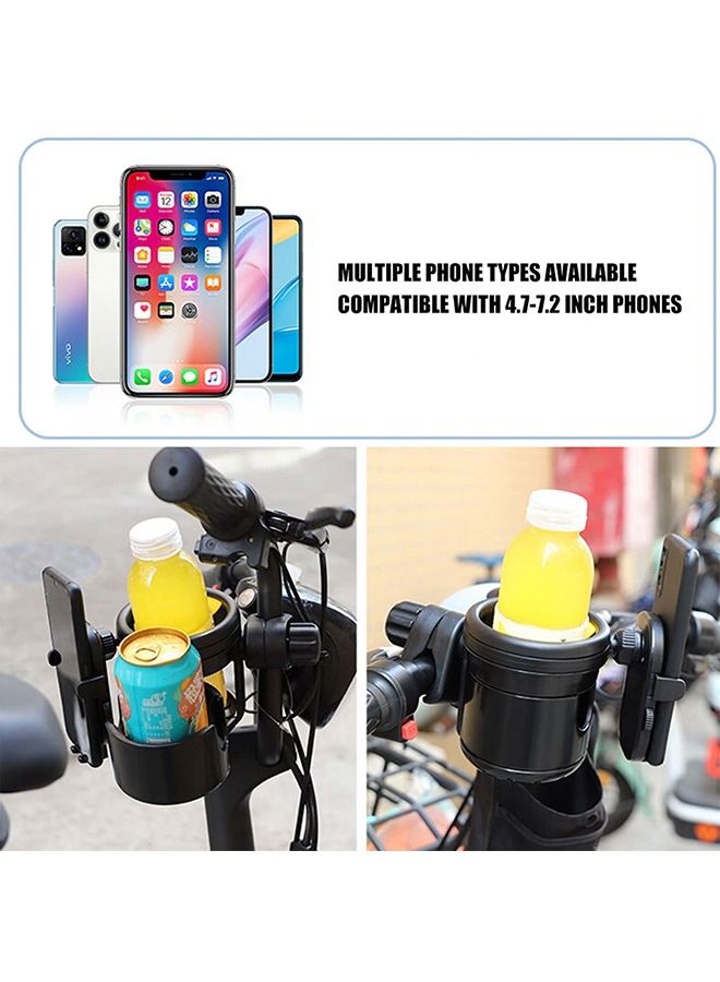 Beauenty Stroller Cup Holder with Phone Holder, 3-in-1 Universal Cup Holder with 2 PCS Stroller Hooks  for Stroller, Bike, Wheelchair, Walker, Scooter -Great Accessory for Mommy (Black) - Image 1