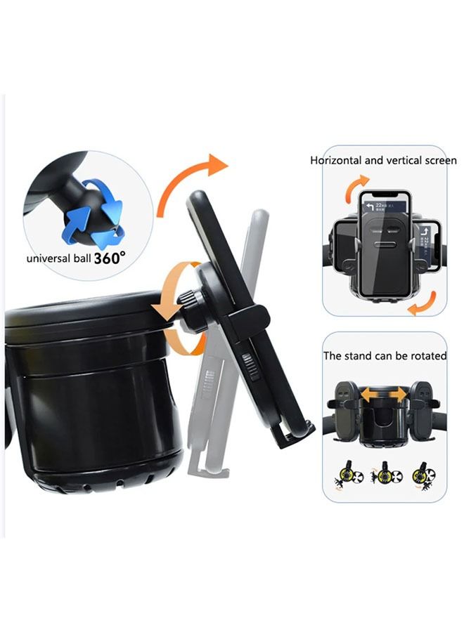 Beauenty Stroller Cup Holder with Phone Holder, 3-in-1 Universal Cup Holder with 2 PCS Stroller Hooks  for Stroller, Bike, Wheelchair, Walker, Scooter -Great Accessory for Mommy (Black) - Image 5