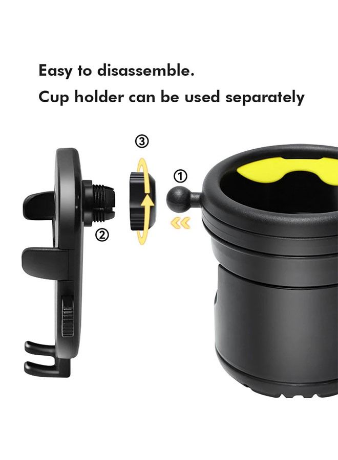 Beauenty Stroller Cup Holder with Phone Holder, 3-in-1 Universal Cup Holder with 2 PCS Stroller Hooks  for Stroller, Bike, Wheelchair, Walker, Scooter -Great Accessory for Mommy (Black) - Image 4