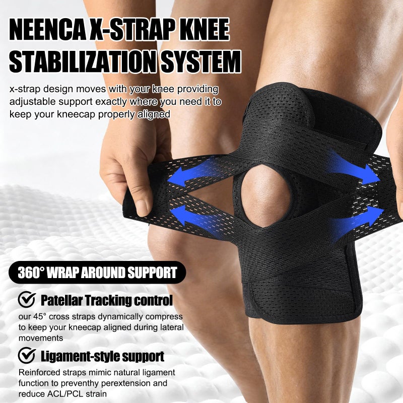 NEENCA Knee Brace for Knee Pain, Compression Knee Support with Air Mesh Fabric, Adjustable Knee Wrap with Side Stabilizers, Ultra-Soft Bandage for Elderly, Meniscus Tear, ACL, Arthritis Relief, Hiking - Image 5