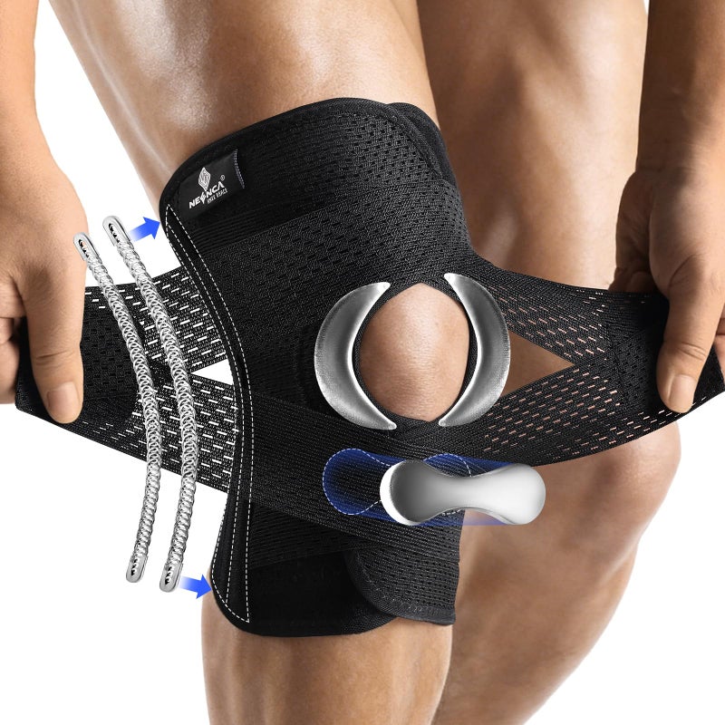 NEENCA Knee Brace for Knee Pain, Compression Knee Support with Air Mesh Fabric, Adjustable Knee Wrap with Side Stabilizers, Ultra-Soft Bandage for Elderly, Meniscus Tear, ACL, Arthritis Relief, Hiking - Image 1