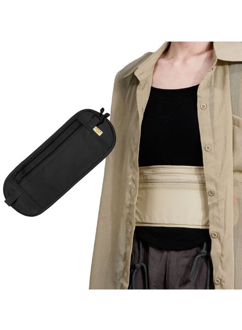 NOVOLAN حقيبة خصر ضيقة، حقيبة مضادة للسرقة، حقيبة خصر ضيقة للسفر إلى الخارج، حقيبة جواز سفر رياضية محايدة رفيعة غير مرئية، محفظة مضادة للسرقة، خفيفة الوزن وقابلة للإخفاء (أسود)