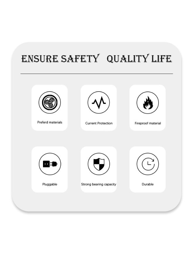 Sky View موسع مخرج الحائط متعدد المقابس، 2500 واط، موسع مخرج كهربائي 3 طرق مع 2 USB و 1 منفذ Type-C، محول مقبس عالمي، محطة شحن للمنزل، المكتب، المطبخ، مع مفاتيح فردية (أسود) - Image 2