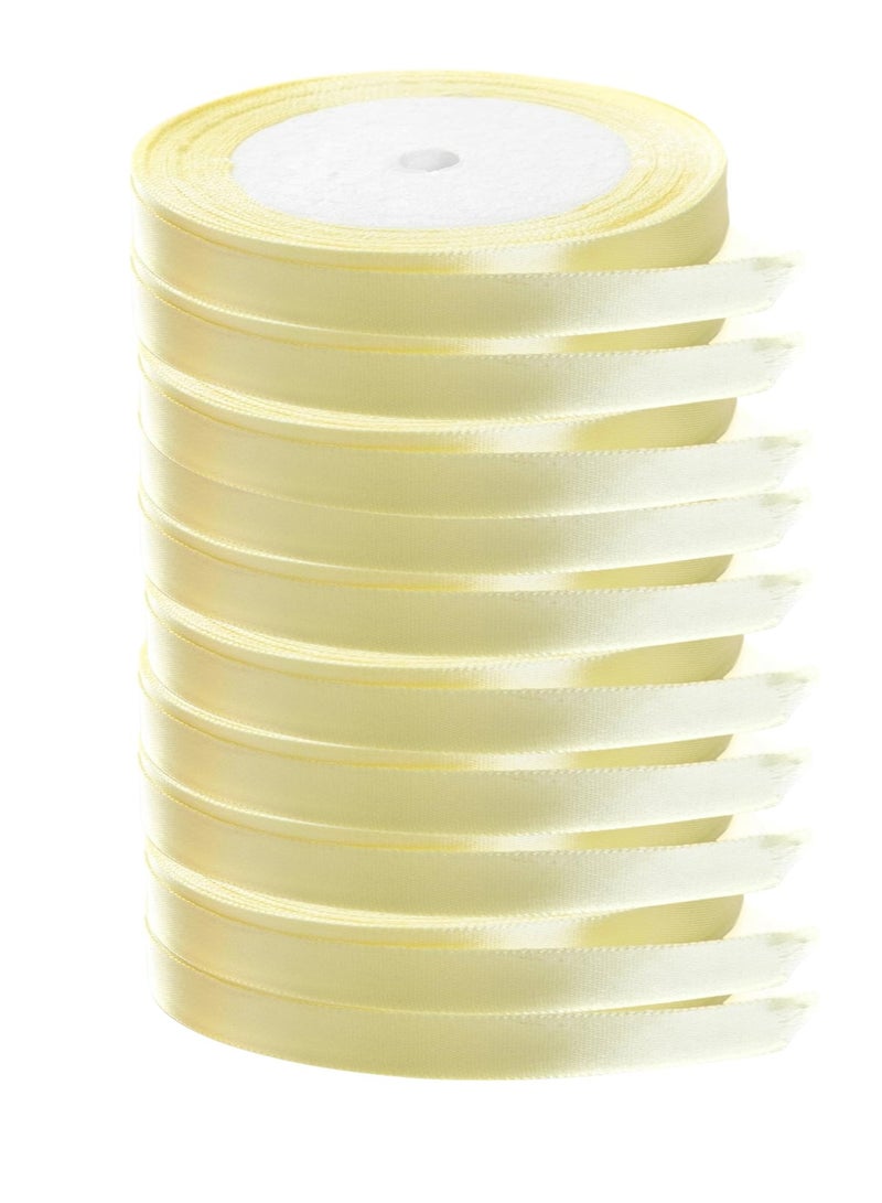 Generic 10-Piece Satin Ribbon 10mm Wide Light Yellow Color  - Image 1