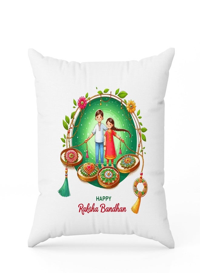 Ethnic Darzi Rakhi Combo Gift Set - 2 Kids Rakhis with Raksha Bandhan Printed Cushion - Gift for Kids | Rakhi with Pillow for Raksha Bandhan, RKCUS-46 - Image 2