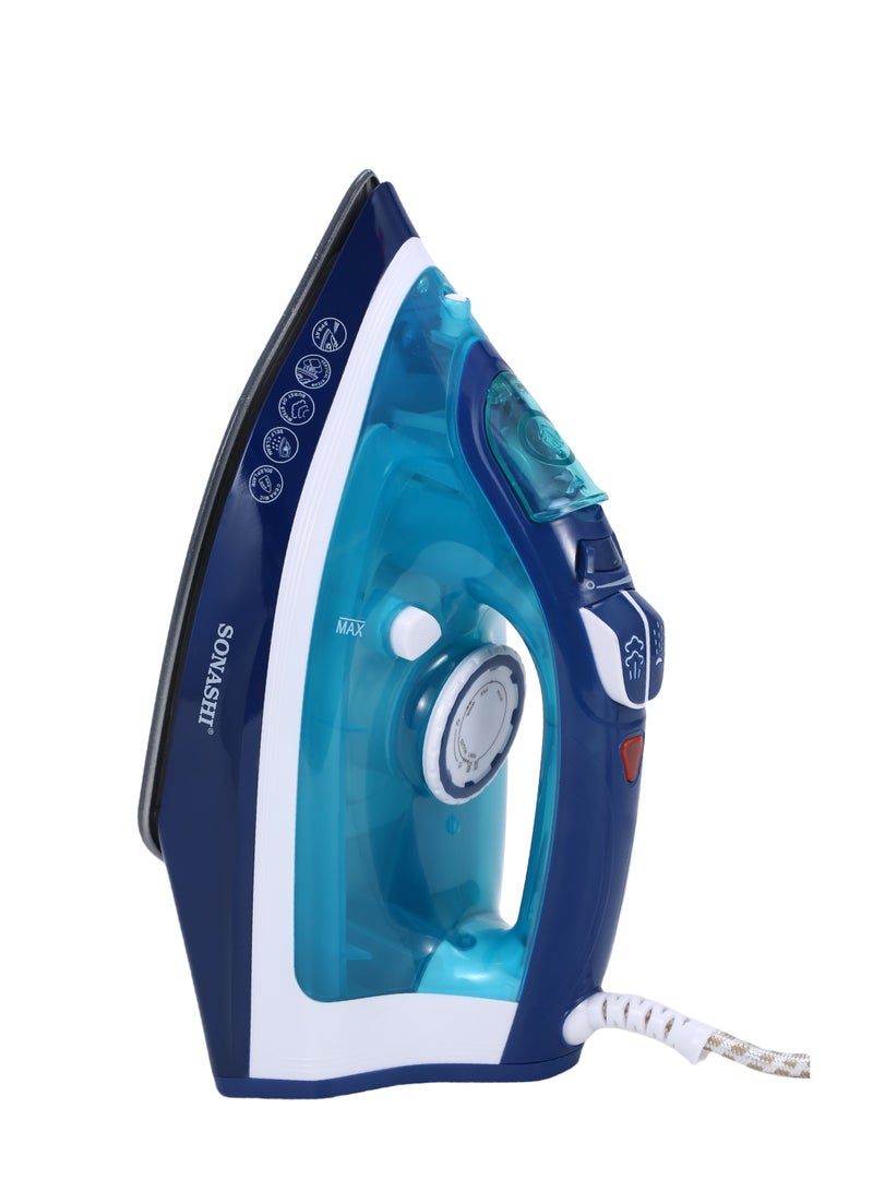 SONASHI Steam Iron with Ceramic Coated Soleplate, 340ML Water Tank, Powerful Steam Burst, Adjustable Thermostat with Spray Iron Feature, Self-Clean Function, For All Types of Fabric 340 ml 2400 W SI-5092C Blue - Image 3