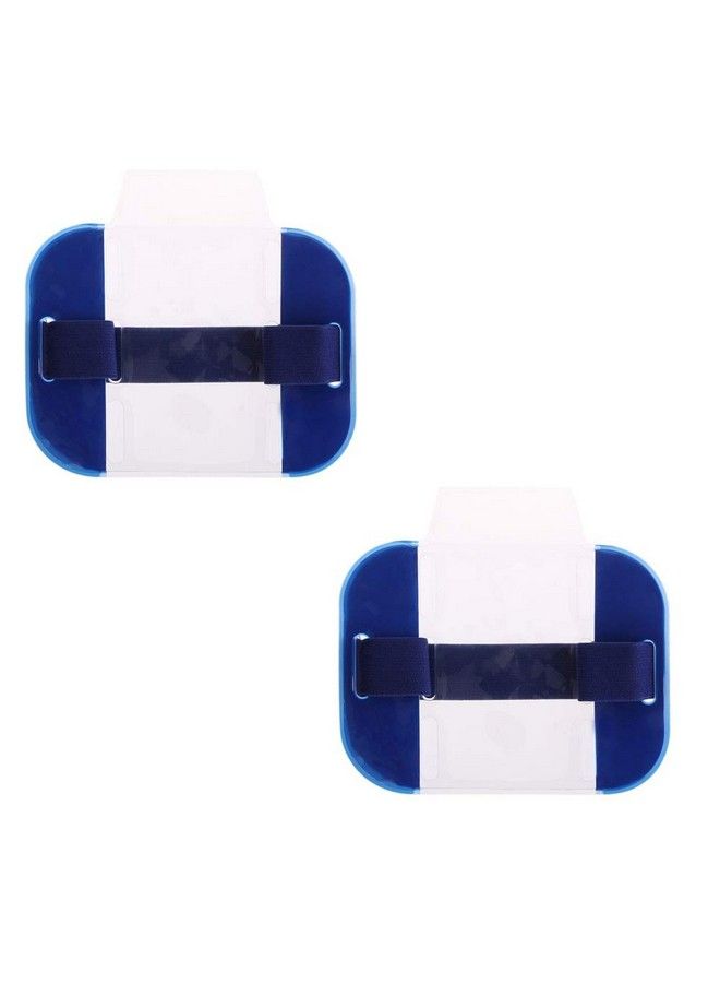 KOOBOOK 2Pcs Adjustable Elastic Arm Band Id Badge Holder Photo Armband Credit Card Case Cover Blue  - Image 2
