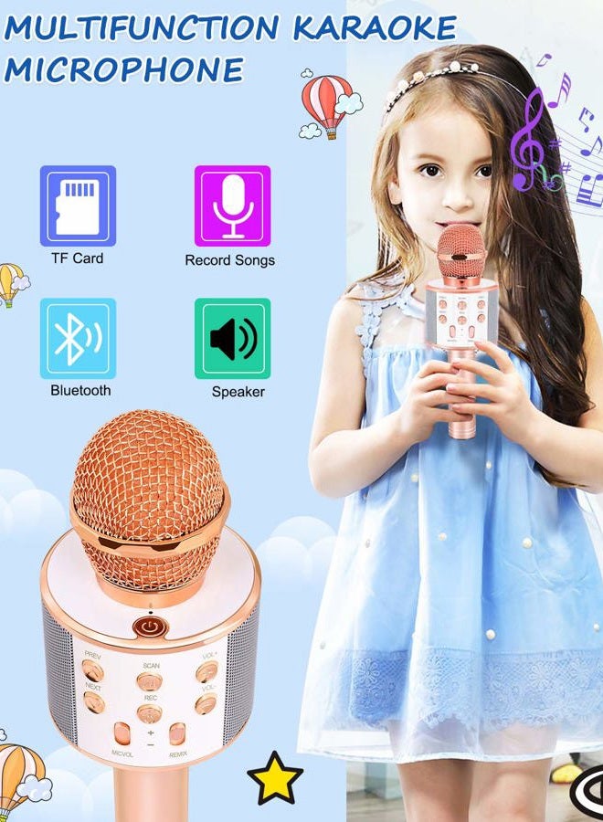 Dodosky Toys for Girls Age 5-12, Wireless Bluetooth Karaoke Microphone for Kids Popular Toys for 5 6 7 8 9 10 11 12 Year Olds Girls Boys Best Gifts for 5-12 Year Olds Girl Boy Teen - Champagne - Image 2